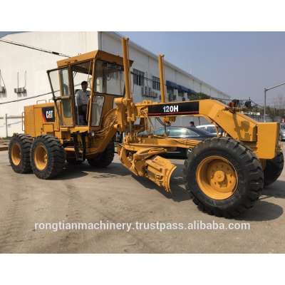 Durable Secondhand Machine original 120H CAT Motor Grader from Japan in yard for sale